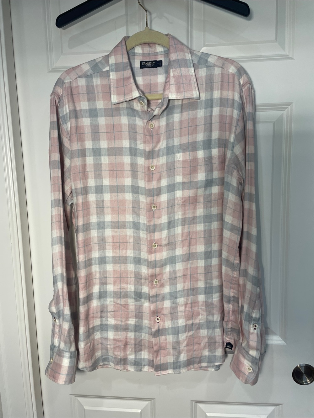 Faherty Reserve Men’s Plaid Button Up Shirt Medium Long Sleeve Linen Blend